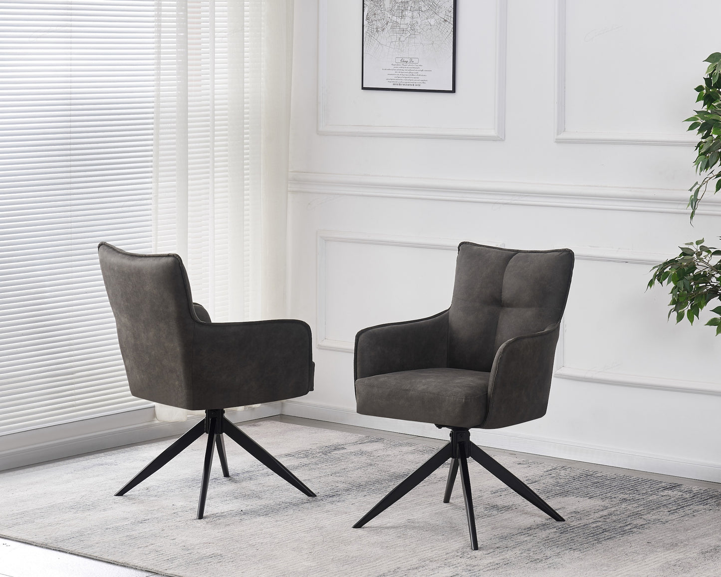 Vianni Dinning / Lounge Chair - Vintage Grey Suede - set of 2