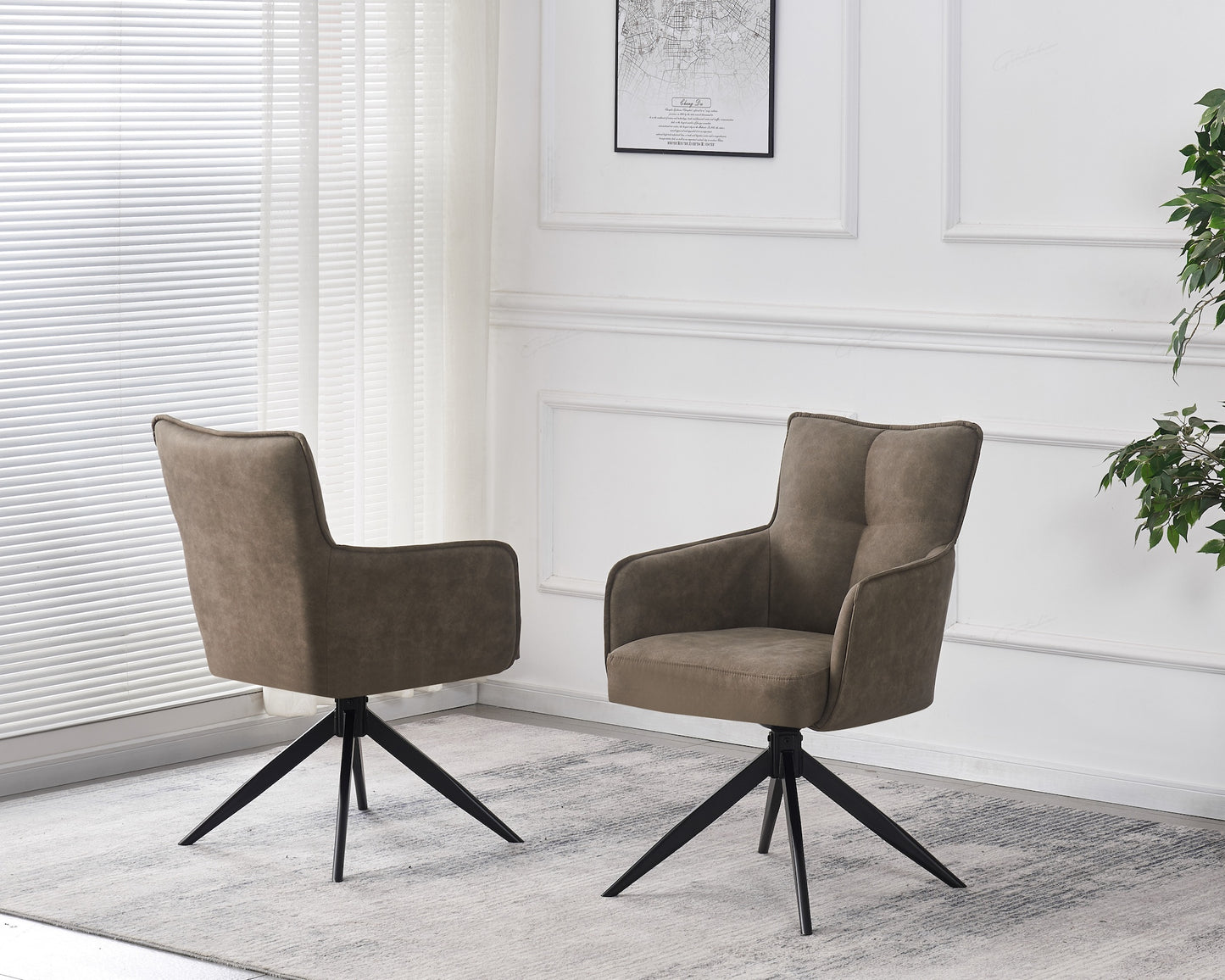 Vianni Dinning, Lounge Chair - Vintage Taupe Suede Set of 2