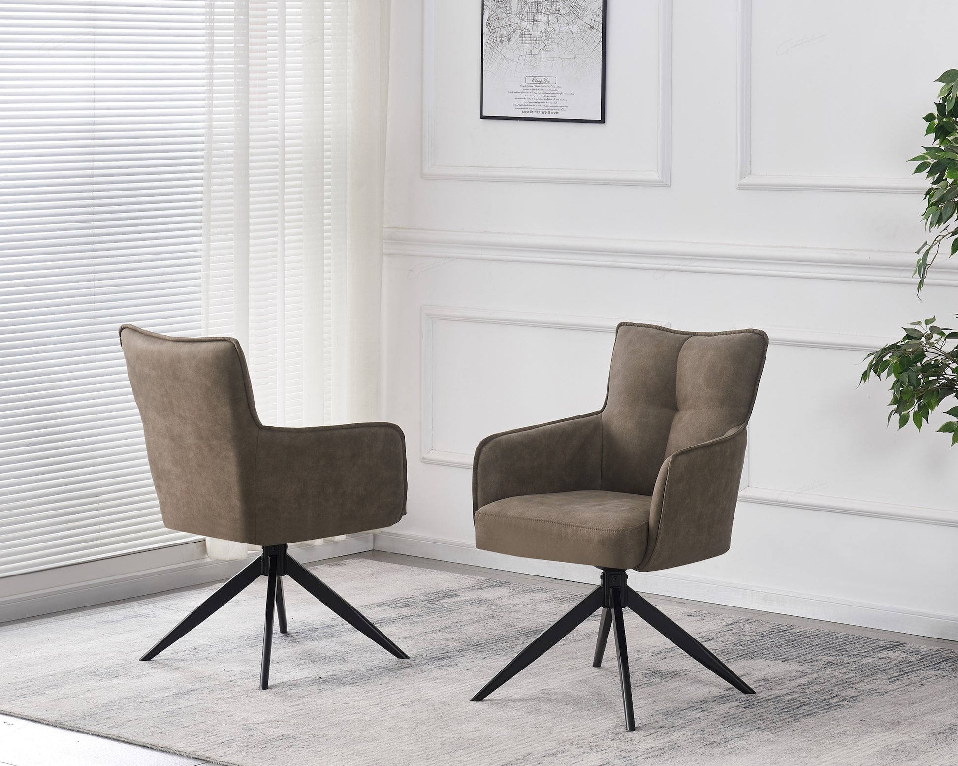 Vianni Dinning, Lounge Chair - Vintage Taupe Suede Set of 2