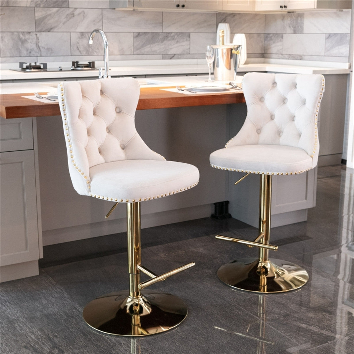 White Bar Stools/Dining Chair/Office Chair Set of 2