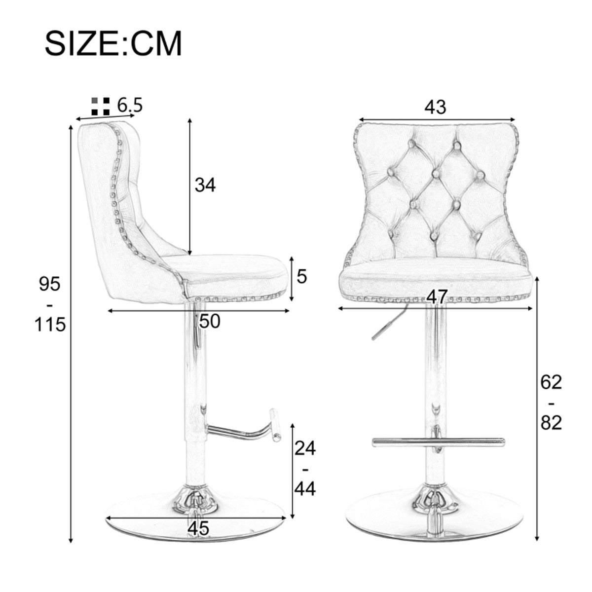 White Bar Stools/Dining Chair/Office Chair Set of 2